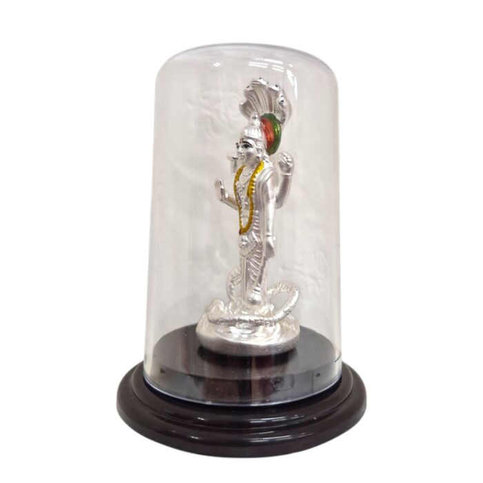 Side profile view of Silver Satya Narayan Idol | Lord Vishnu Idol