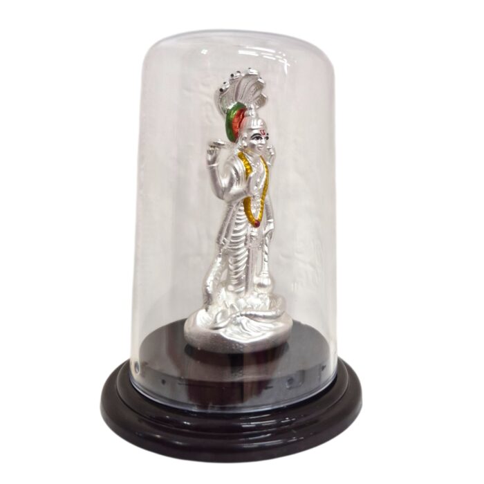 Side profile view of Silver Satya Narayan Idol | Lord Vishnu Idol