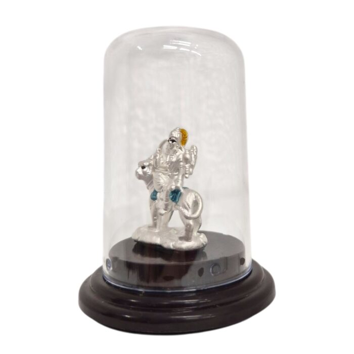 Pure silver Sherawali idol in dome - Image 2