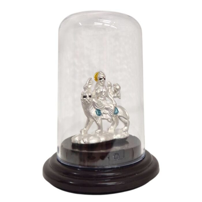 Pure silver Sherawali idol in dome - Image 3