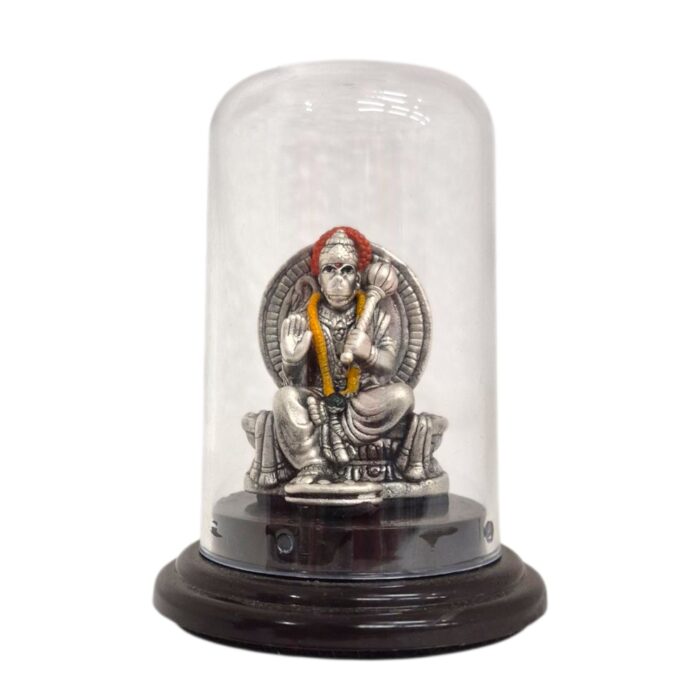 Pure silver Hanuman idol in dome | Car Dashboard Idol - Image 2