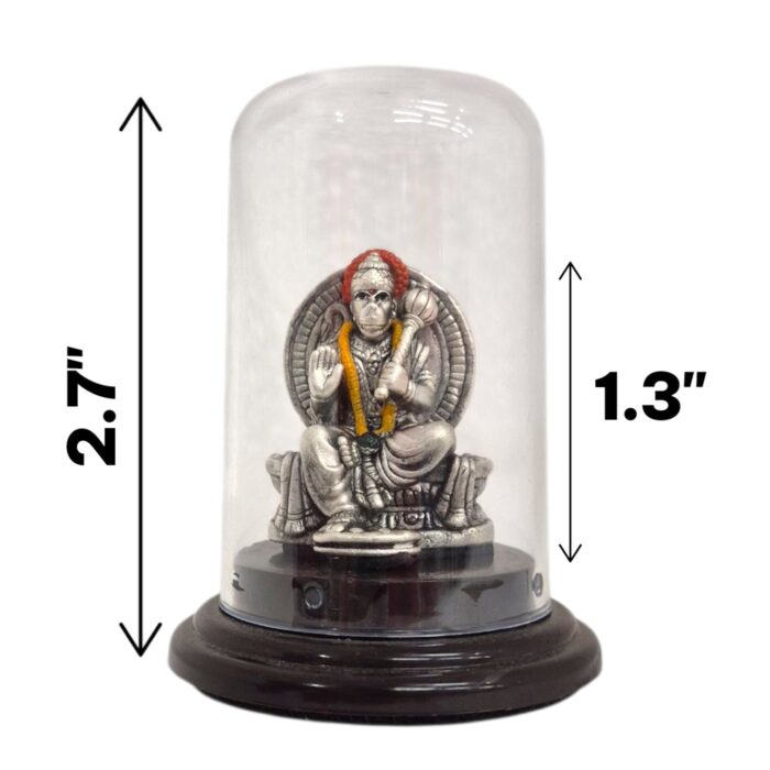 Pure silver Hanuman idol in dome | Car Dashboard Idol - Image 5