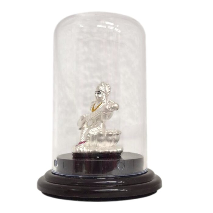 Pure silver Saraswati idol in dome - Image 4