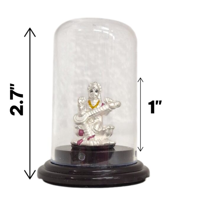 Pure silver Saraswati idol in dome - Image 5