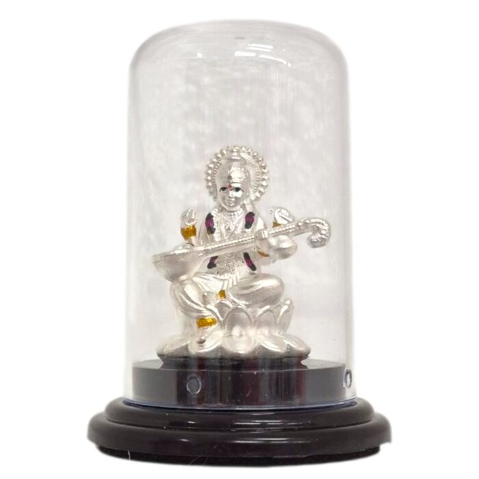 Pure silver Saraswati idol in dome - Image 2
