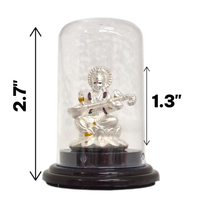 Pure silver Saraswati idol in dome - Image 6