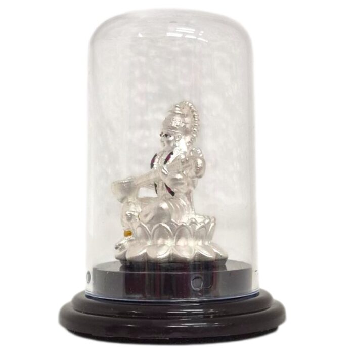 Pure silver Saraswati idol in dome - Image 3