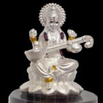 Pure silver Saraswati idol in dome