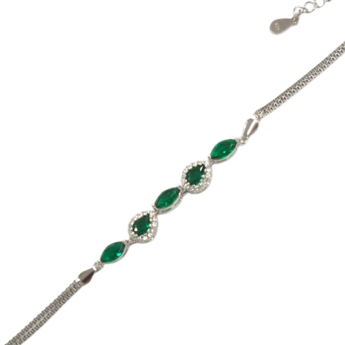 925 Sterling Silver & Natural Emeralds Bracelet  | Gift for her - Image 2