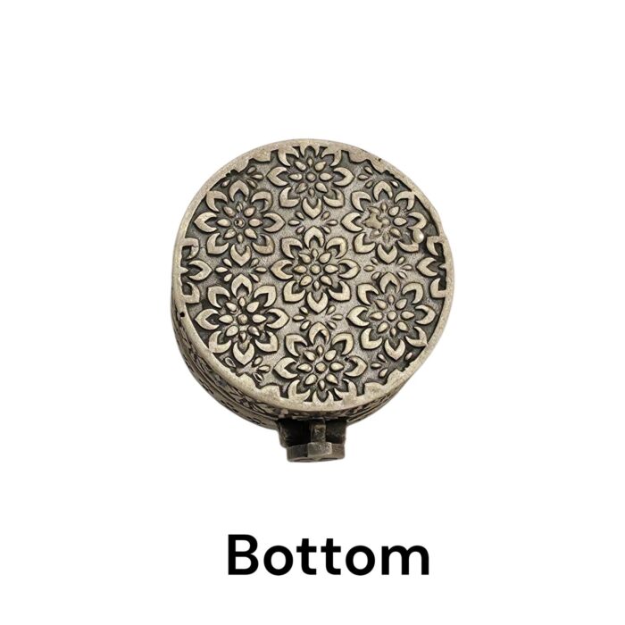 Sterling Silver Box | Chandi ki Dabbi - Oxidized Finish with Ruby Zirconia - Image 6