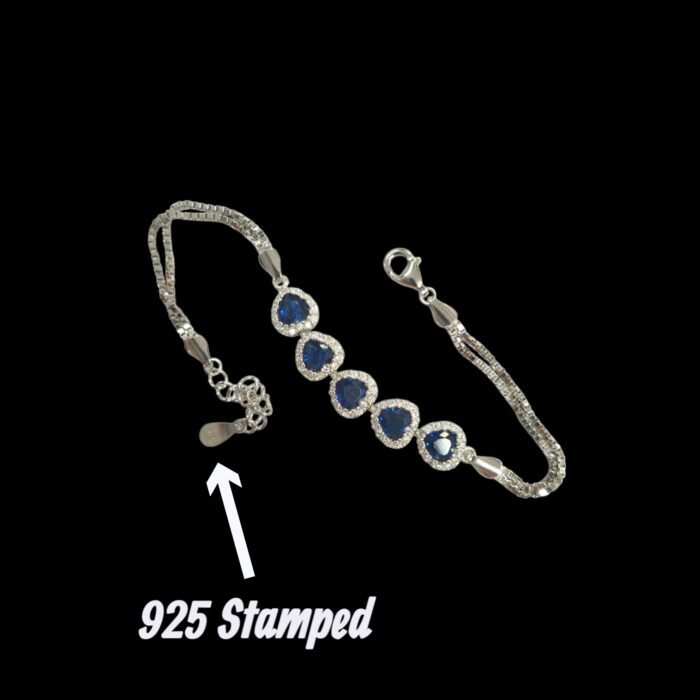 925 Sterling Silver - Blue Sapphire Bracelet  | Gift for her - Image 5