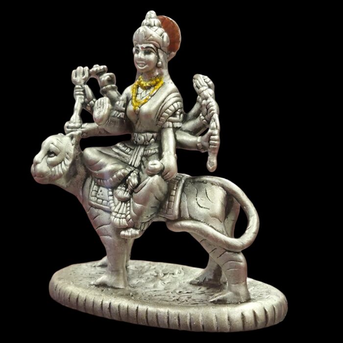 Pure silver Sherawali idol in dome - Image 4