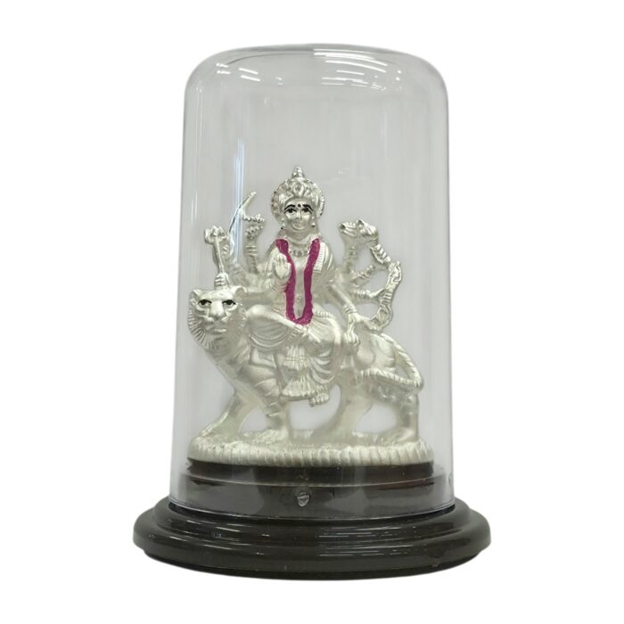 Pure silver Sherawali idol in dome - Image 2