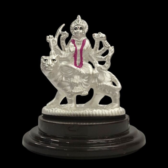 Pure silver Sherawali idol in dome - Image 5