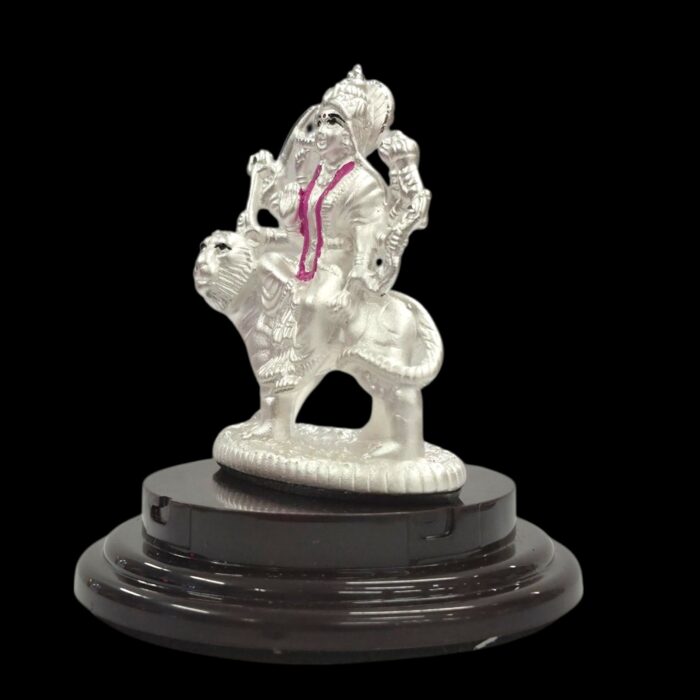 Pure silver Sherawali idol in dome - Image 6