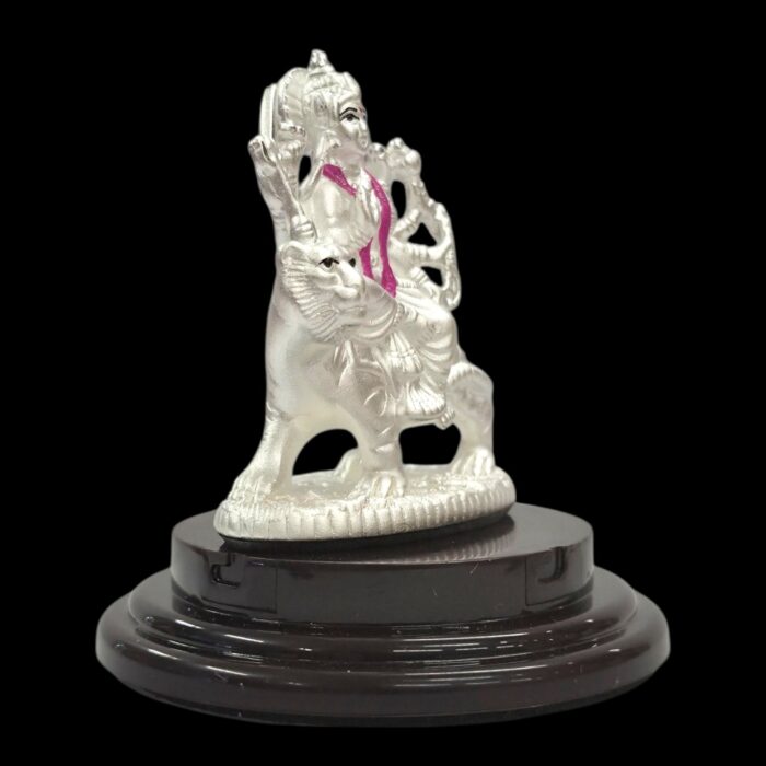 Pure silver Sherawali idol in dome - Image 4