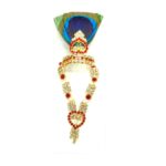 AD Stone Necklace & Mukut for Laddu Gopal - Red