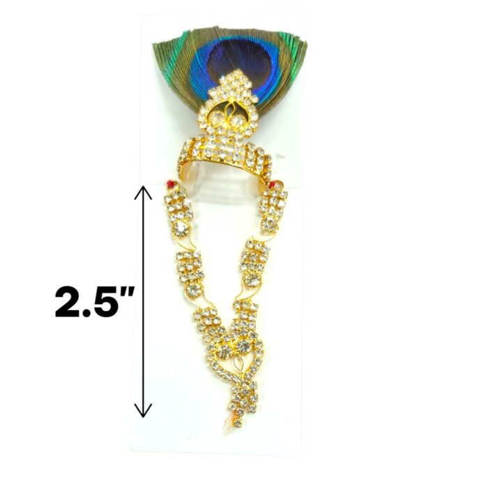 AD Stone Necklace & Mukut for Laddu Gopal - White - Image 2