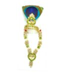Zirconia Stone Necklace & Mukut for Laddu Gopal - Green