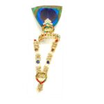 Zirconia Stone Necklace & Mukut for Laddu Gopal - Multi