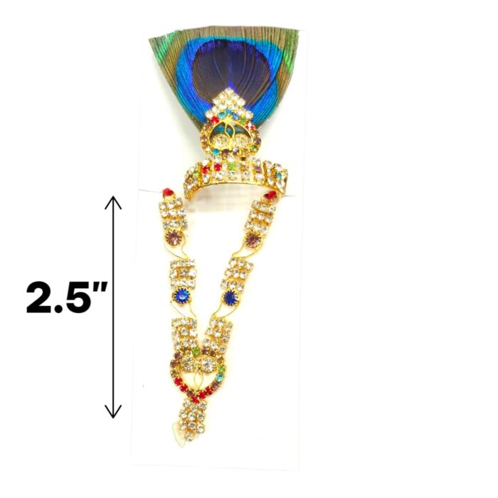 Zirconia Stone Necklace & Mukut for Laddu Gopal - Multi - Image 2