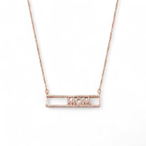 Mom pendant slider bar necklace rose gold sterling silver