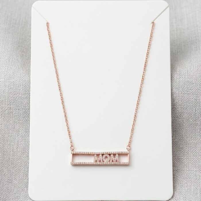 Sliding MOM pendant necklace rose gold sterling silver