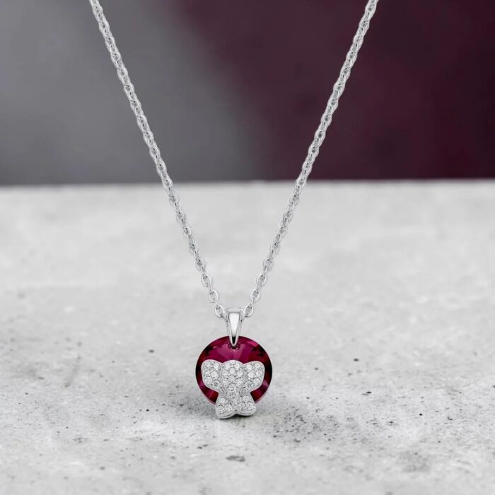 Elephant Silver Necklace - Pink | 925 Sterling Silver Pendant and Chain - Image 3
