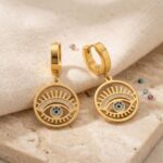 Anti Tarnish Gold Plated Evil eye Earrings | Stylish Everyday Jewelry