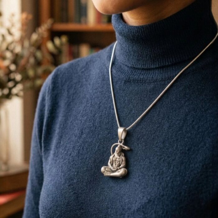 Small sized silver hanuman pendant for everyday wearing