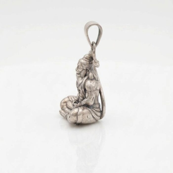 Side profile view of the Silver hanuman pendant for everyday wearing