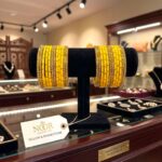 Glass Bangles studded with CZ Stones - Golden with Yellow - Image 2