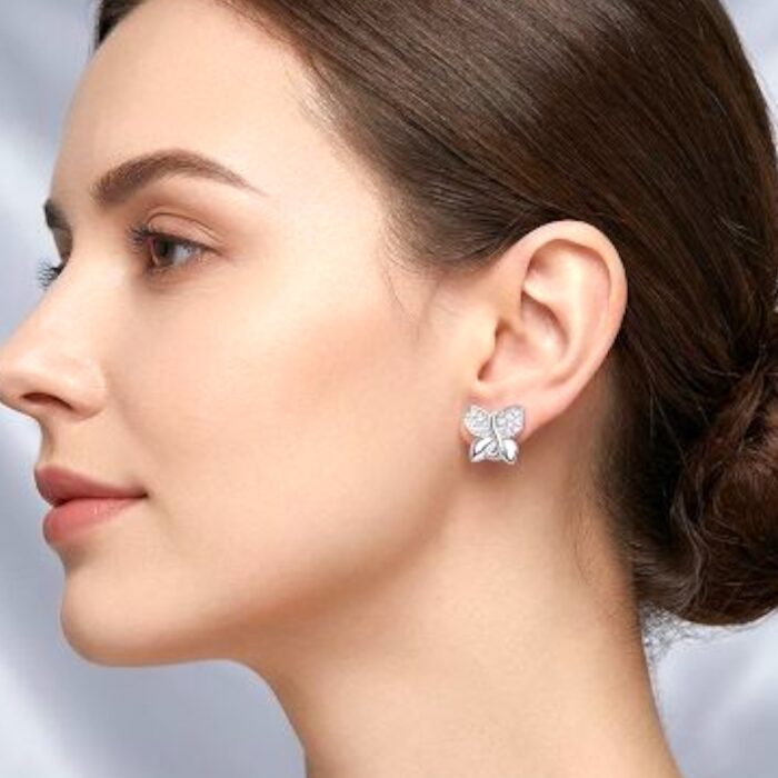 925 Sterling Silver Stud Earrings - Butterfly - Image 2