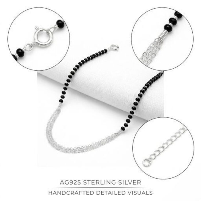 925 Sterling Silver Anklet | Single Anklet for Adults - 9.5 inch - Image 3