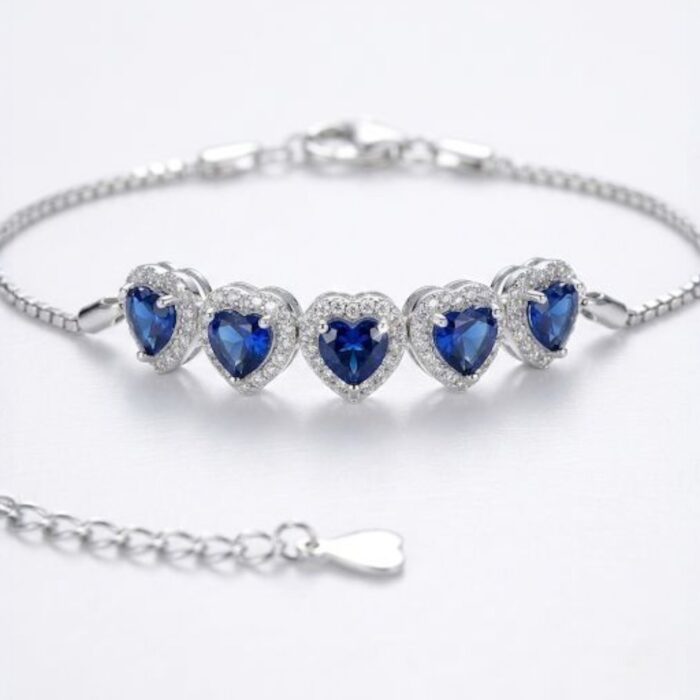 925 Sterling Silver - Blue Sapphire Bracelet  | Gift for her - Image 4