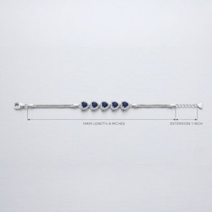 925 Sterling Silver - Blue Sapphire Bracelet  | Gift for her - Image 3