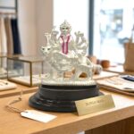 Pure silver Sherawali idol in dome