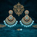 Statement Kundan Earrings with turquoise beads