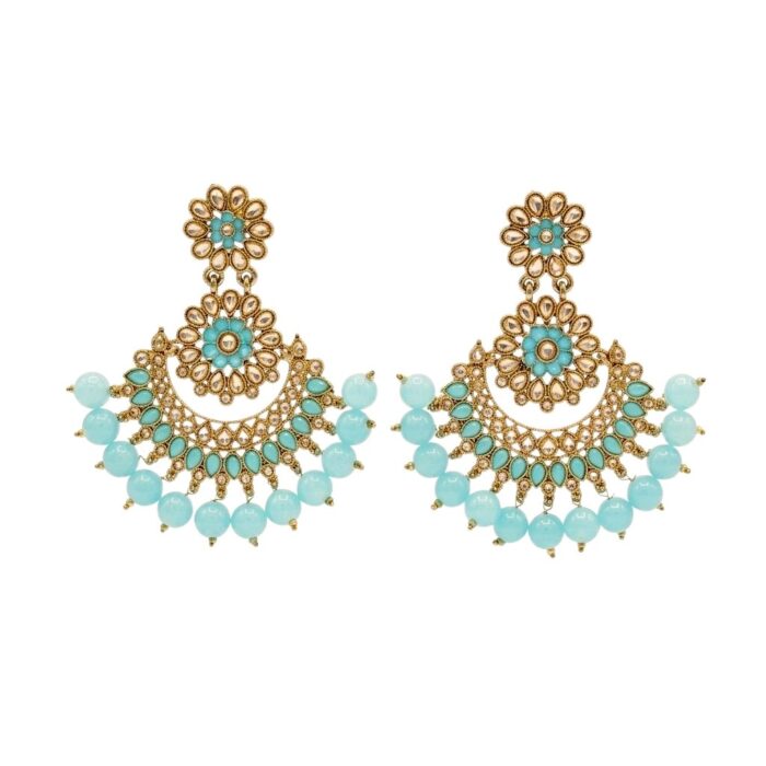Kundan earrings with turquoise beads