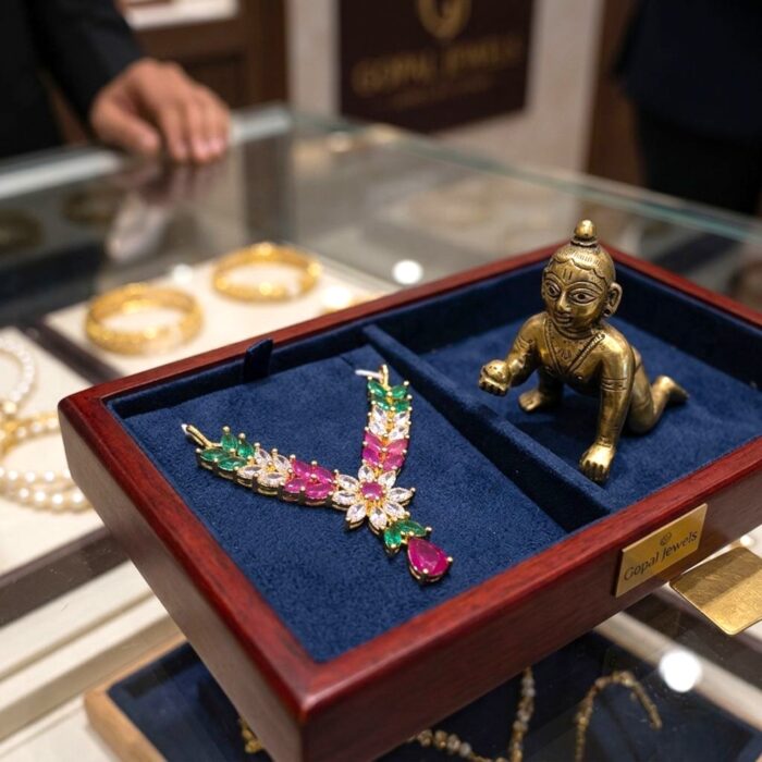 Laddu Gopal shringar AD stone necklace