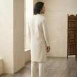 Back profile of Chikan Kurta Pajama Set for Men