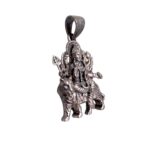 Side profile view of Mata rani silver pendant