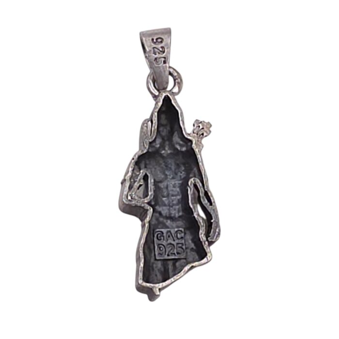 Backside profile view of Shri ram silver pendant