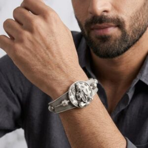 925 sterling silver Hanuman kada bracelet for men