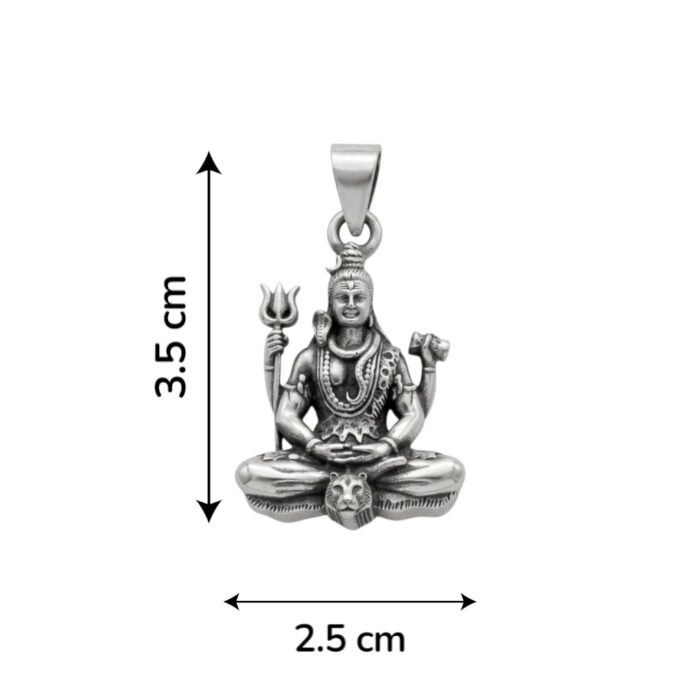 Dimensions of Silver Pendant of Shiva