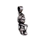 Side profile of 925 sterling silver Hanuman pendant
