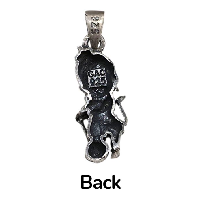 Backside profile of Baal Hanuman silver pendant