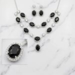 Elegant silver necklace and earrings set for women