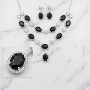 Elegant silver necklace and earrings set for women