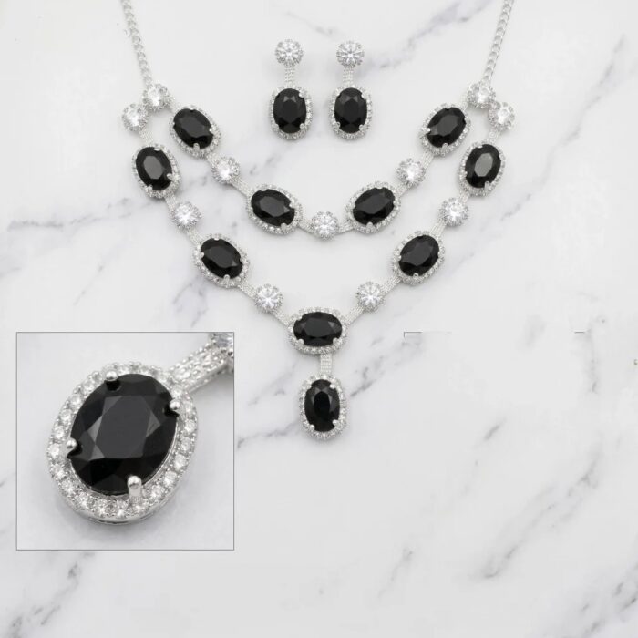Elegant silver necklace and earrings set for women